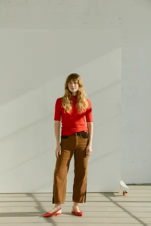 Wraparound Relaxed Jeans - Walnut Corduroy