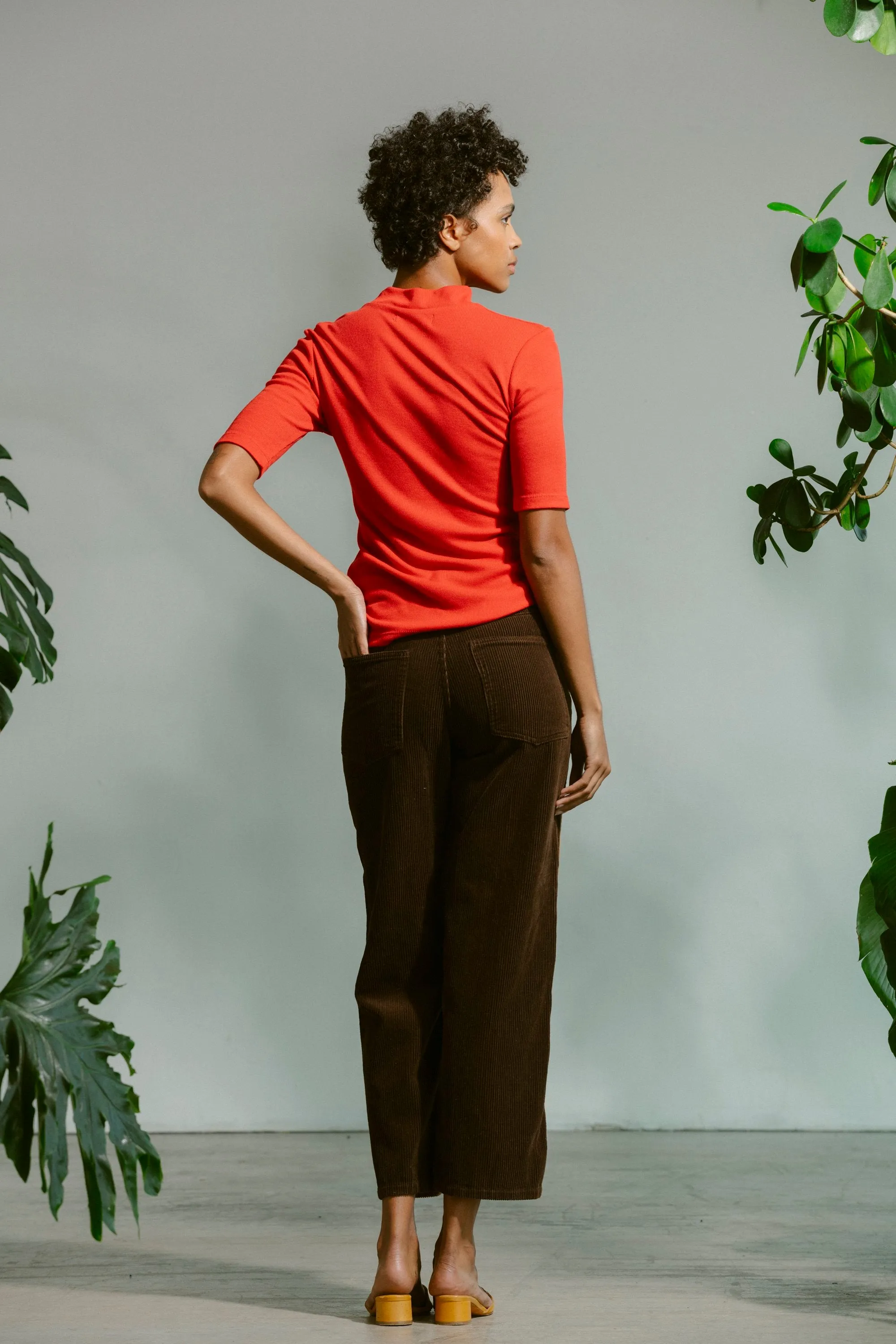 Wraparound Relaxed Jeans - Walnut Corduroy