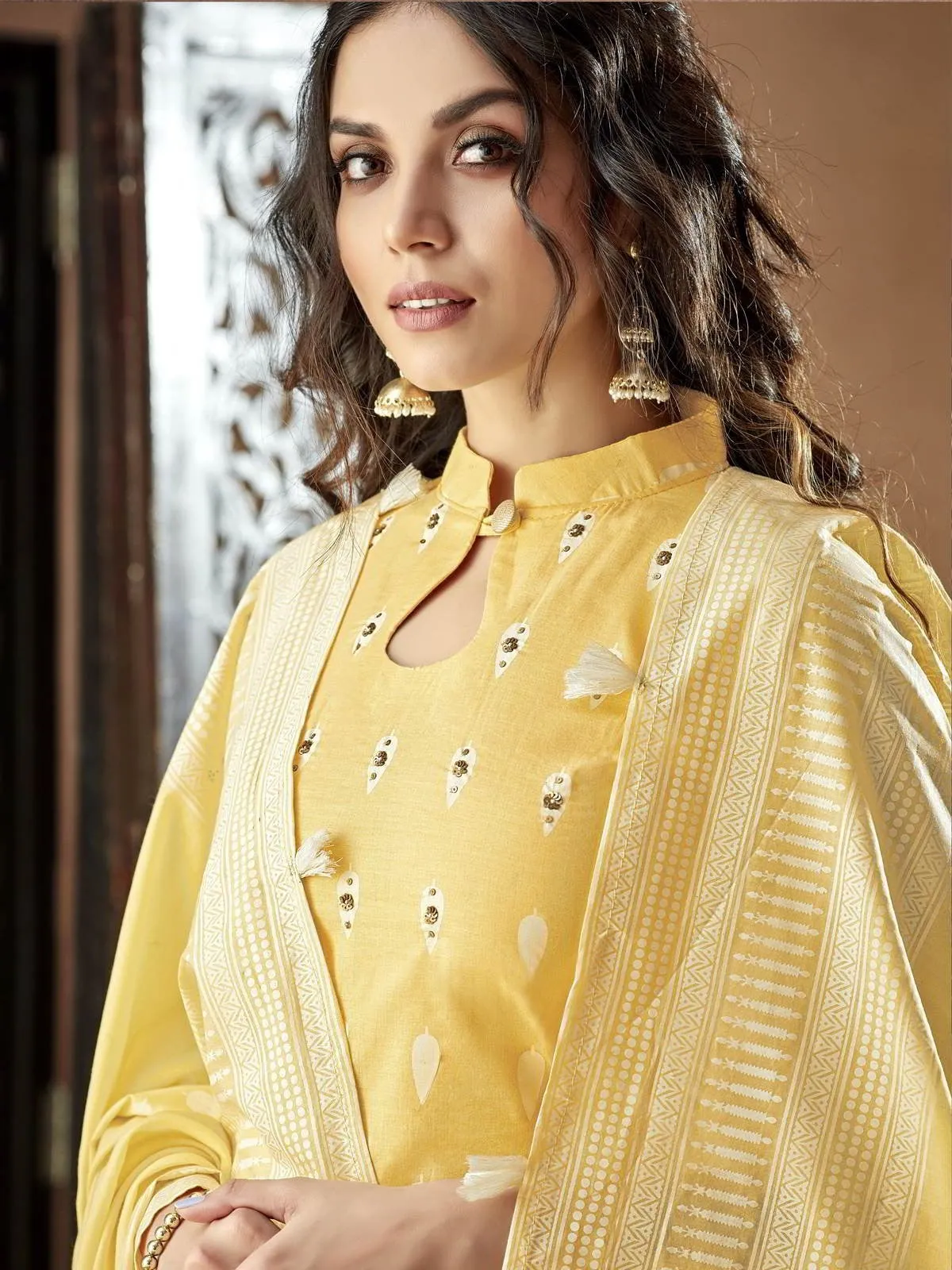 Yellow Casual Pakistani Pant Suit