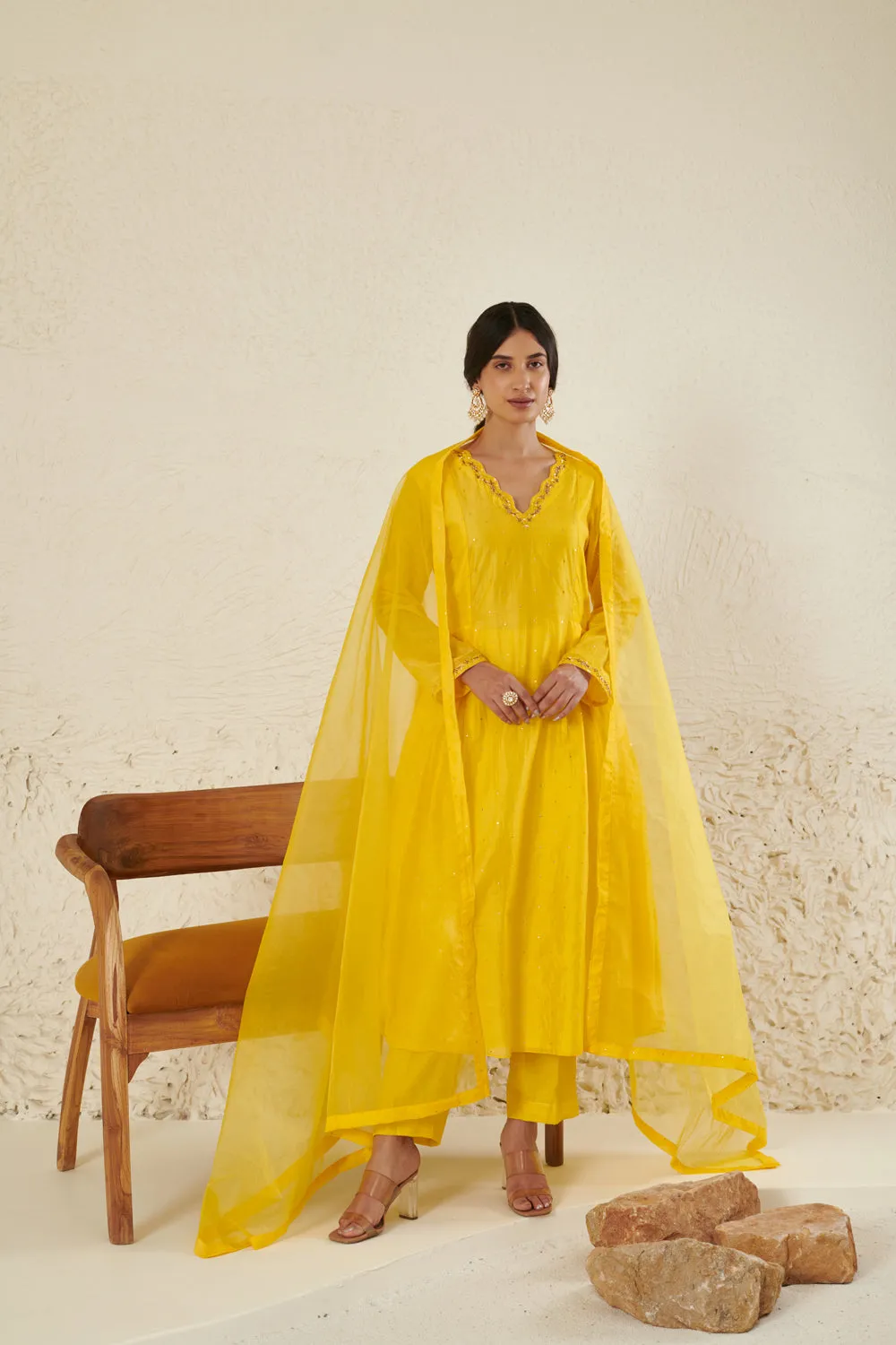 Yellow Embroidered Kurta Set