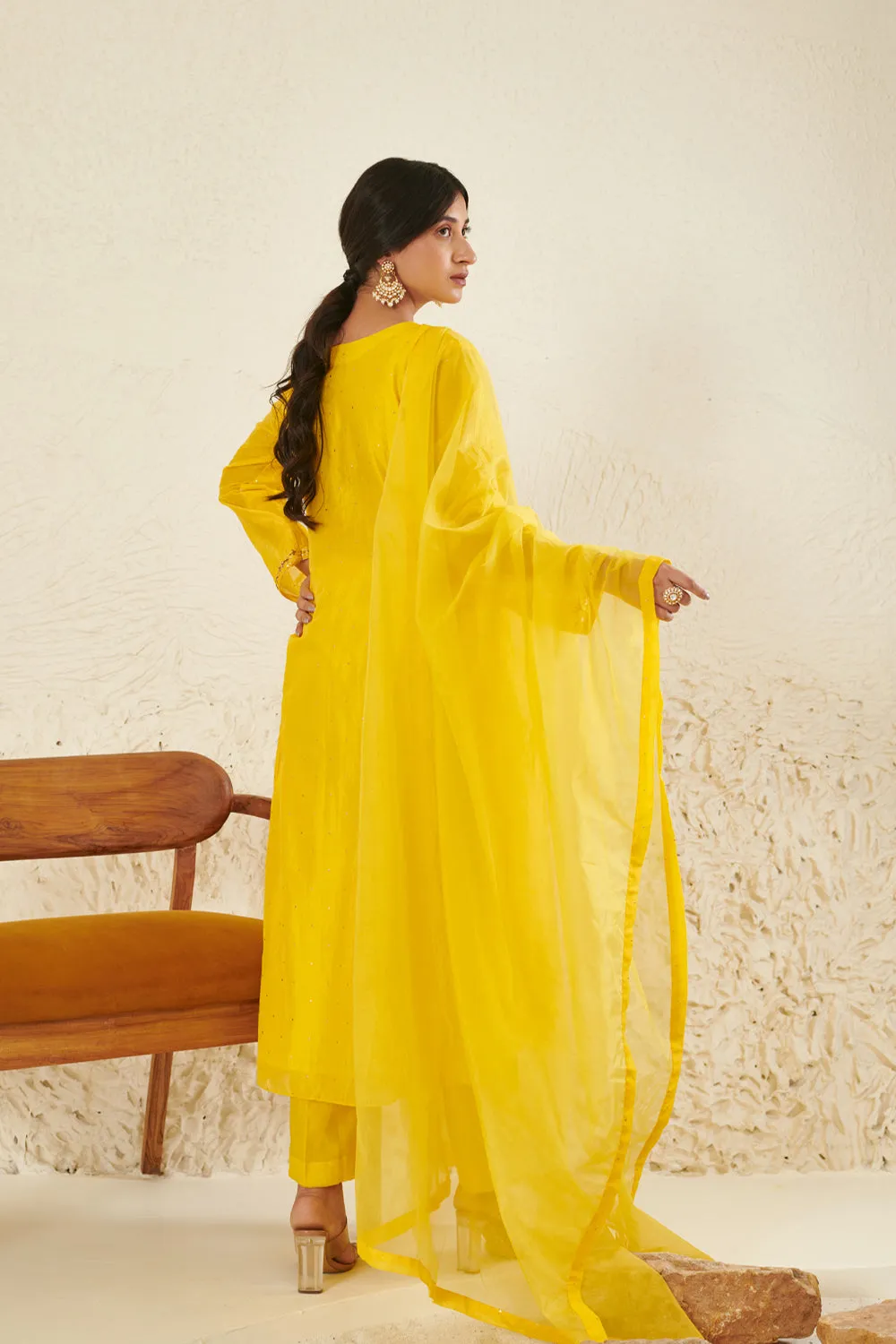 Yellow Embroidered Kurta Set