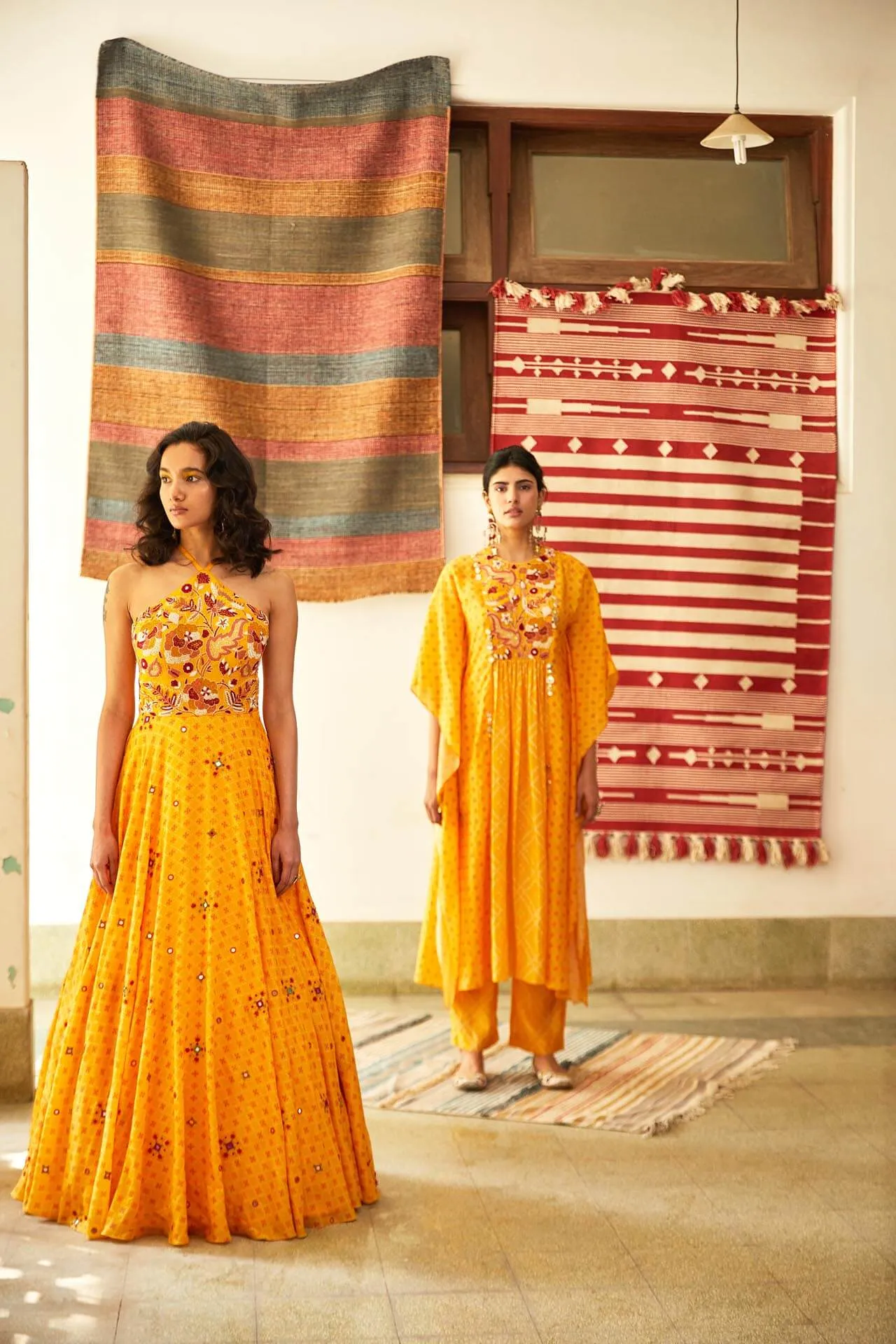 Yellow Printed Kaftan