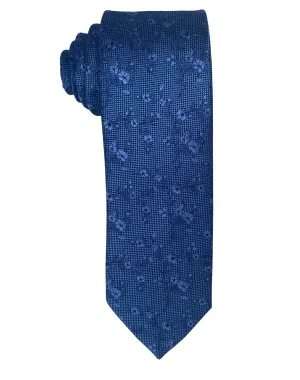 Zenio Geo Floral Slim Tie - Blue